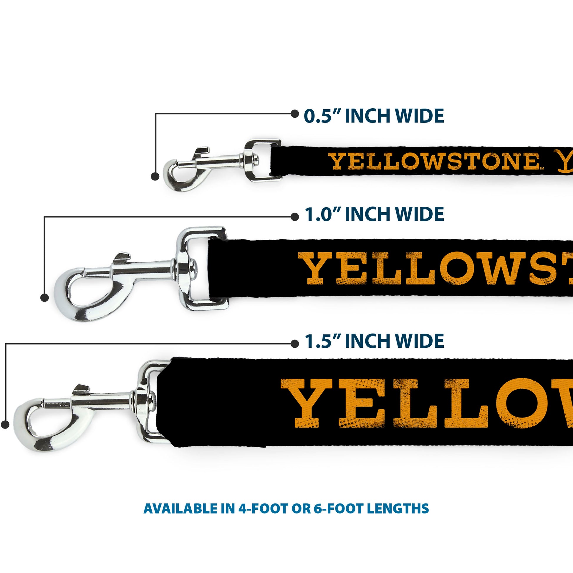 Dog Leash - YELLOWSTONE Text and Y Logo Weathered Black/Orange Dog Leashes Yellowstone