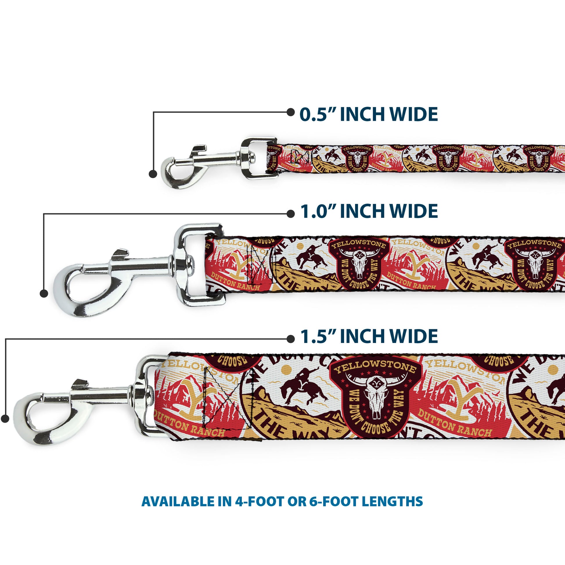 Dog Leash - Yellowstone Patches Stacked Browns/Reds/Yellows Dog Leashes Yellowstone