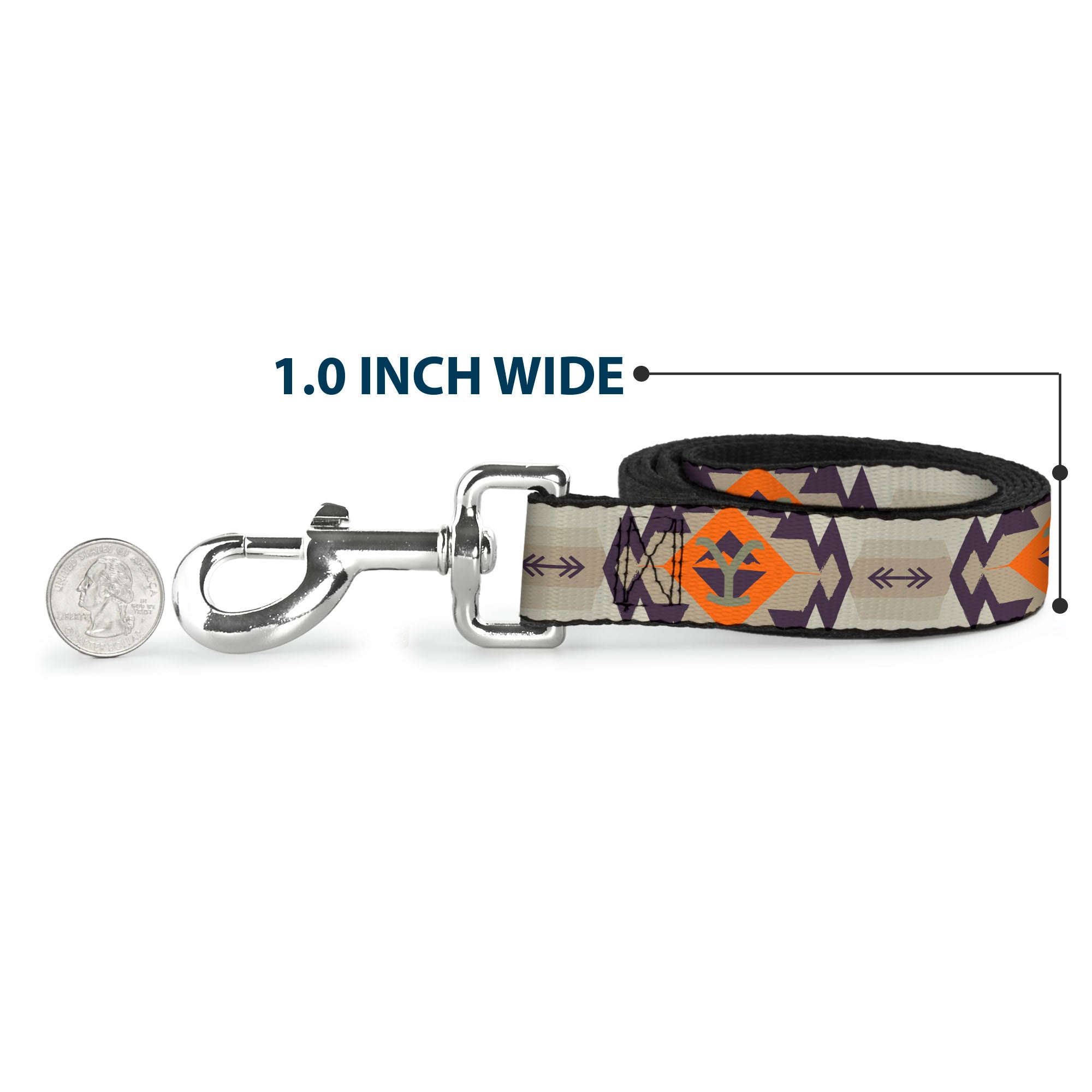 Dog Leash - Yellowstone Y Logo Native American Tribal Tans/Blue/Orange Dog Leashes Yellowstone