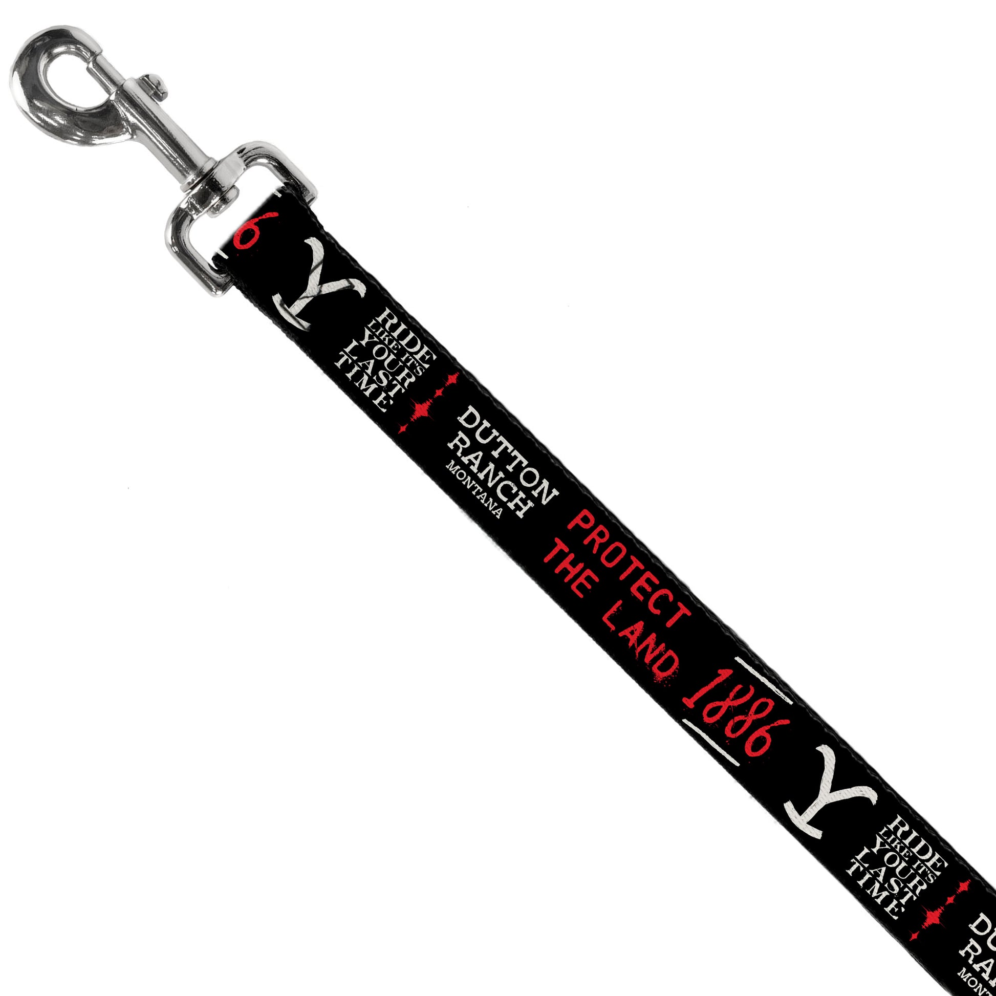 Dog Leash - YELLOWSTONE Dutton Ranch 1886 Icons Black/White/Red Dog Leashes Yellowstone