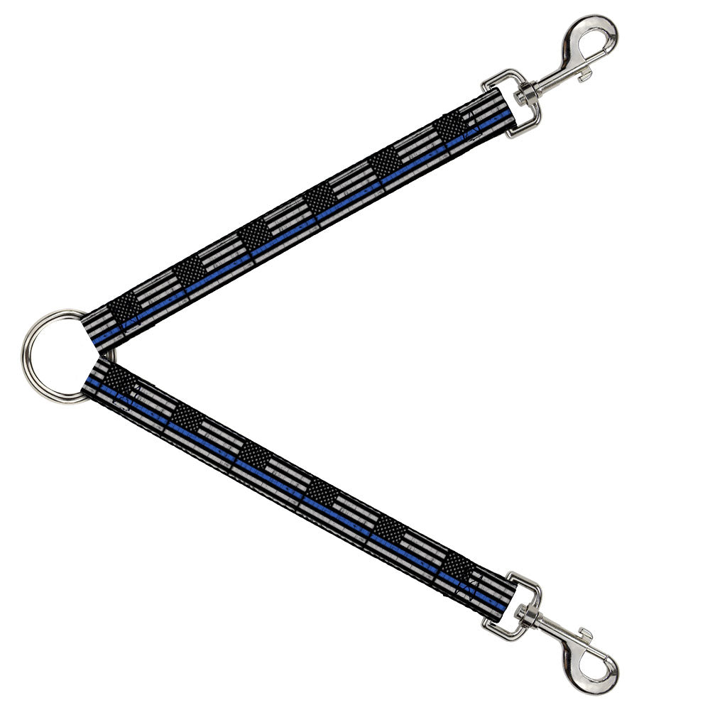 Dog Leash Splitter - Thin Blue Line Flag Weathered Black/Gray/Blue Dog Leash Splitters Buckle-Down