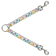 Dog Leash Splitter - Easter Eggs Decorated Eggs Scattered White/Multi Color Dog Leash Splitters Buckle-Down