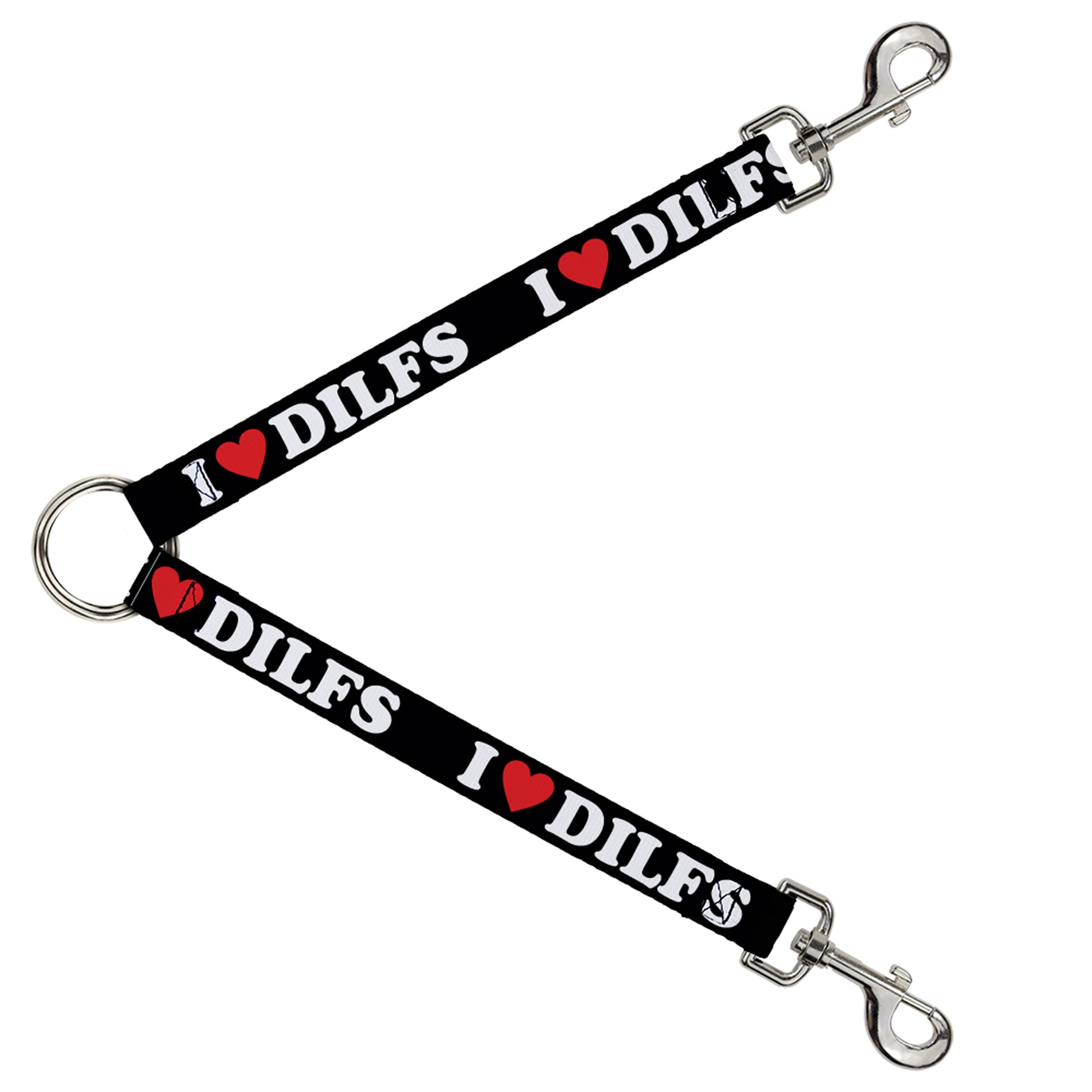 Dog Leash Splitter - I "HEART" DILFS Black/White/Red Dog Leash Splitters Buckle-Down   