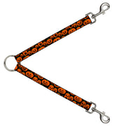 Dog Leash Splitter - Jack-o'-Lantern Pumpkin Expressions Black/Orange Dog Leash Splitters Buckle-Down