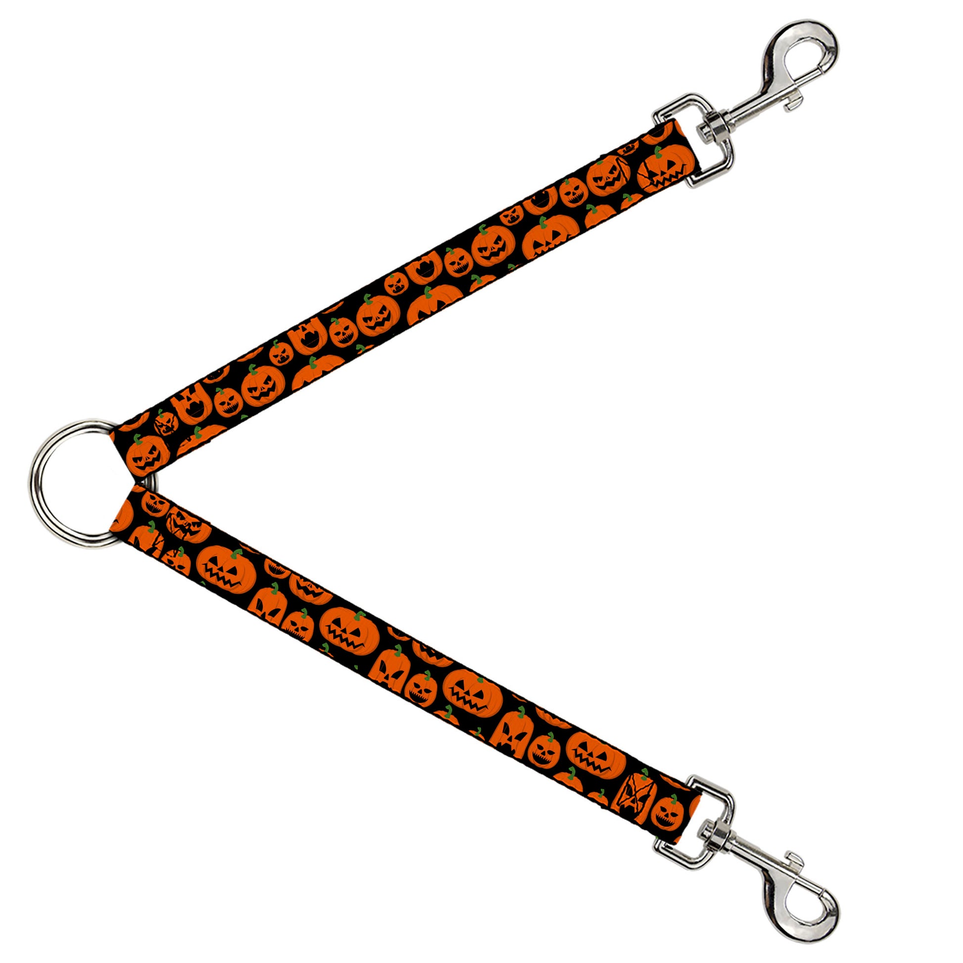 Dog Leash Splitter - Jack-o'-Lantern Pumpkin Expressions Black/Orange Dog Leash Splitters Buckle-Down