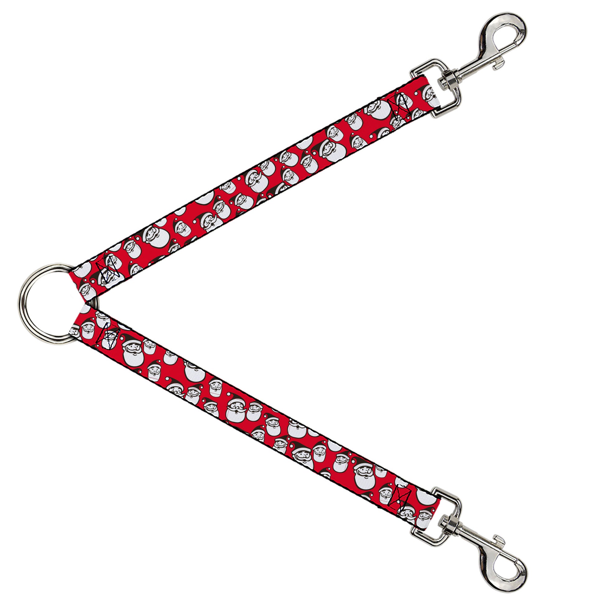 Dog Leash Splitter - Jolly Santa Claus Christmas Smiling Face Icon Red Dog Leash Splitters Buckle-Down