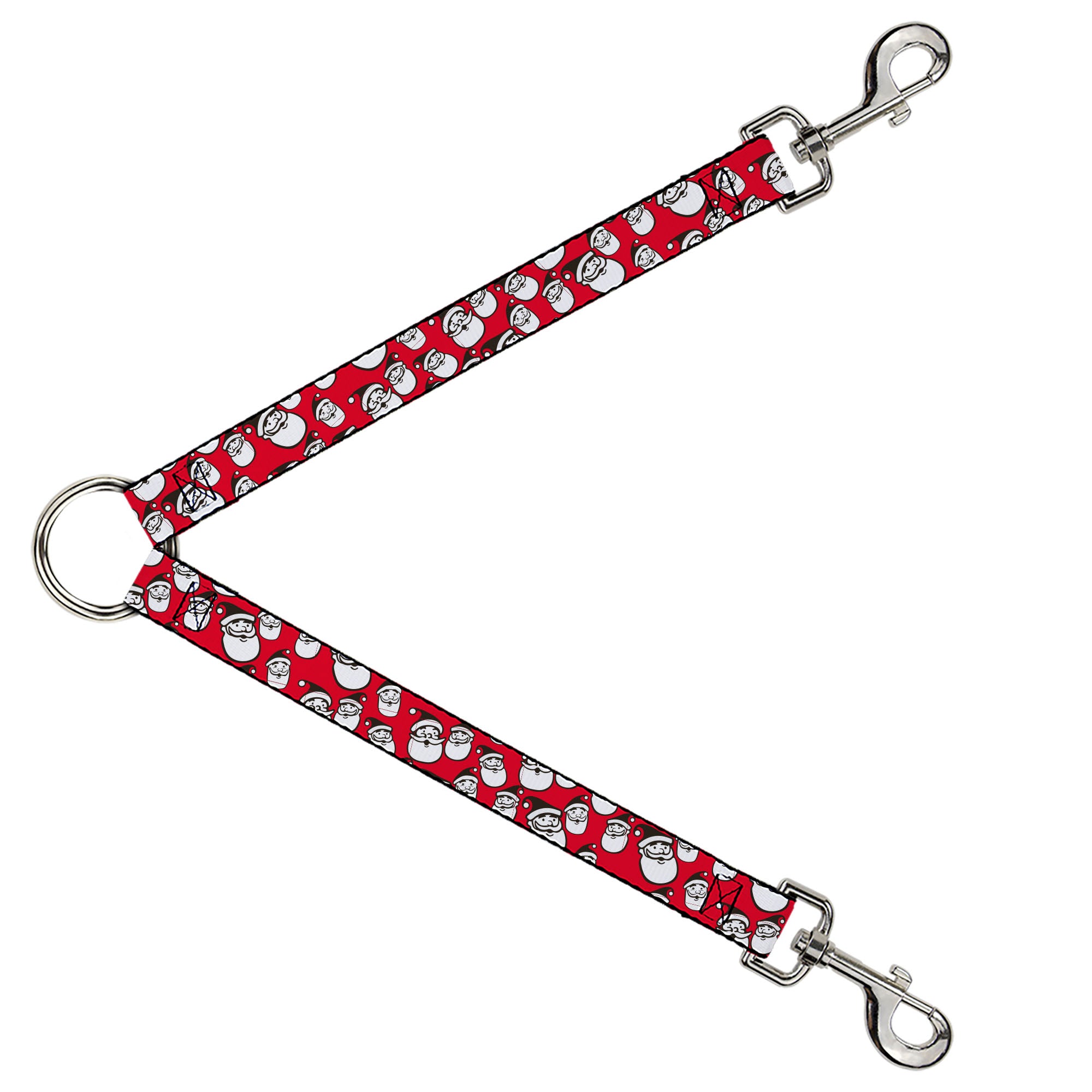 Dog Leash Splitter - Jolly Santa Claus Christmas Smiling Face Icon Red Dog Leash Splitters Buckle-Down