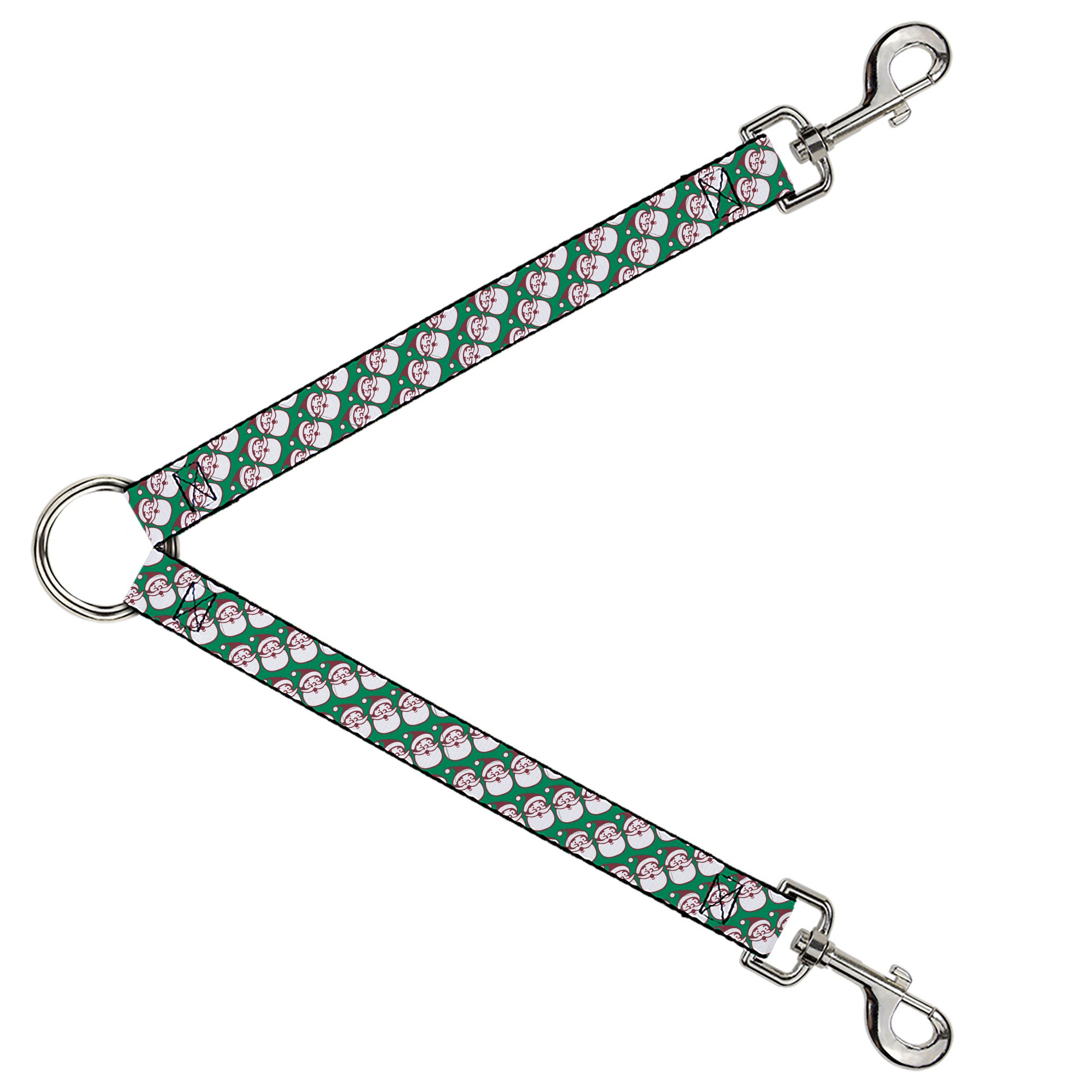Dog Leash Splitter - Jolly Santa Claus Christmas Smiling Face Icon Green/Red/White Dog Leash Splitters Buckle-Down