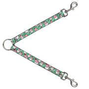 Dog Leash Splitter - Jolly SANTA CLAUS Christmas Smiling Face Icon and Text Green/Red/White Dog Leash Splitters Buckle-Down