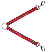 Dog Leash Splitter - Festive Holiday Christmas Trees Scattered Red/Multi Color Dog Leash Splitters Buckle-Down