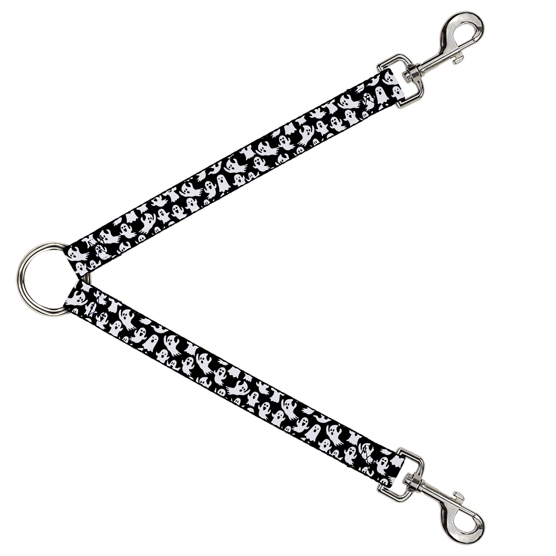 Dog Leash Splitter - Ghosts Poses Scattered Black/White Dog Leash Splitters Buckle-Down