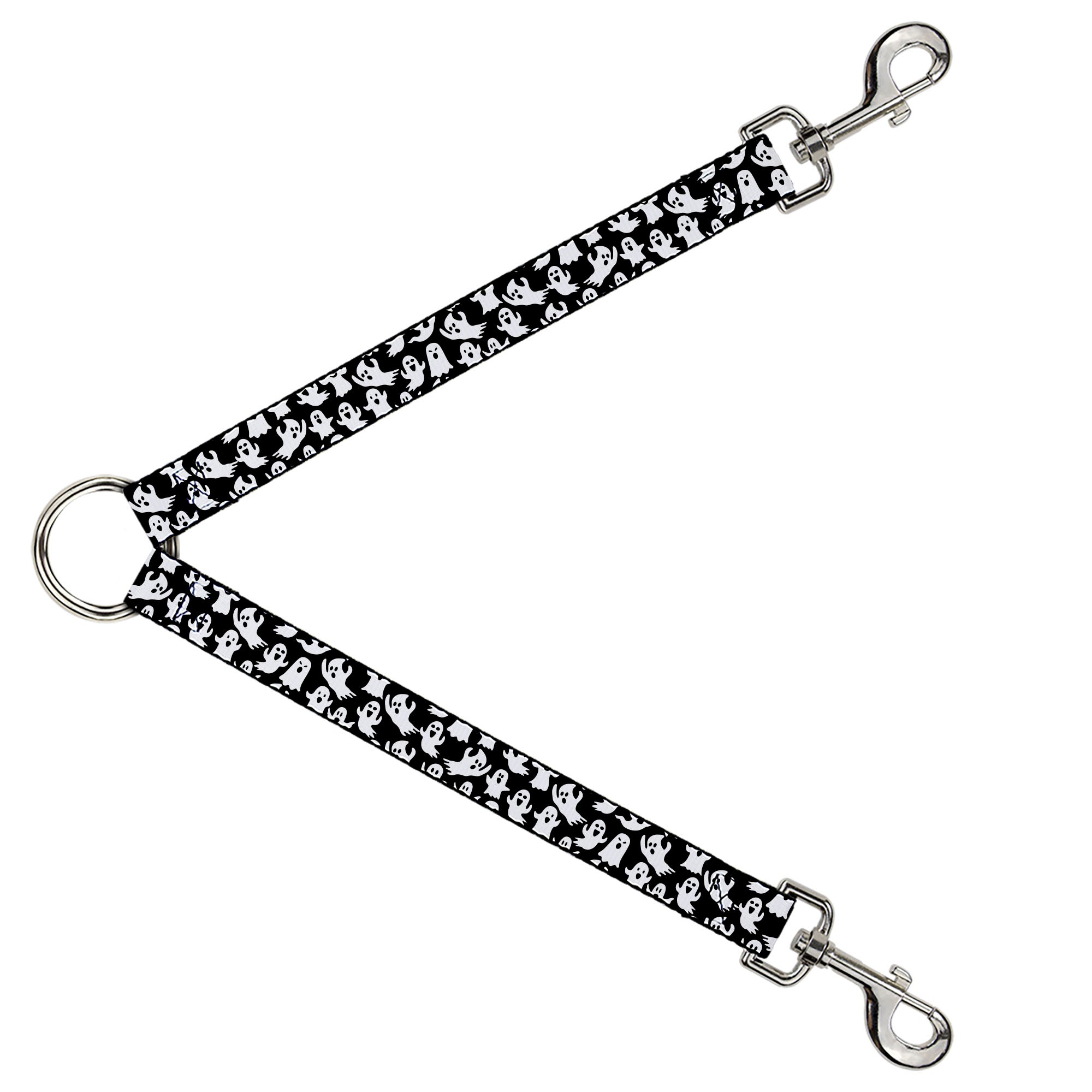 Dog Leash Splitter - Ghosts Poses Scattered Black/White Dog Leash Splitters Buckle-Down
