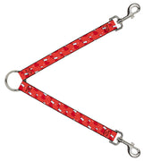 Dog Leash Splitter - Holiday Christmas Stocking and Star Red/White Dog Leash Splitters Buckle-Down
