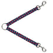 Dog Leash Splitter - Holiday Christmas Stocking and Snowflake Blue/WhiteRed Dog Leash Splitters Buckle-Down