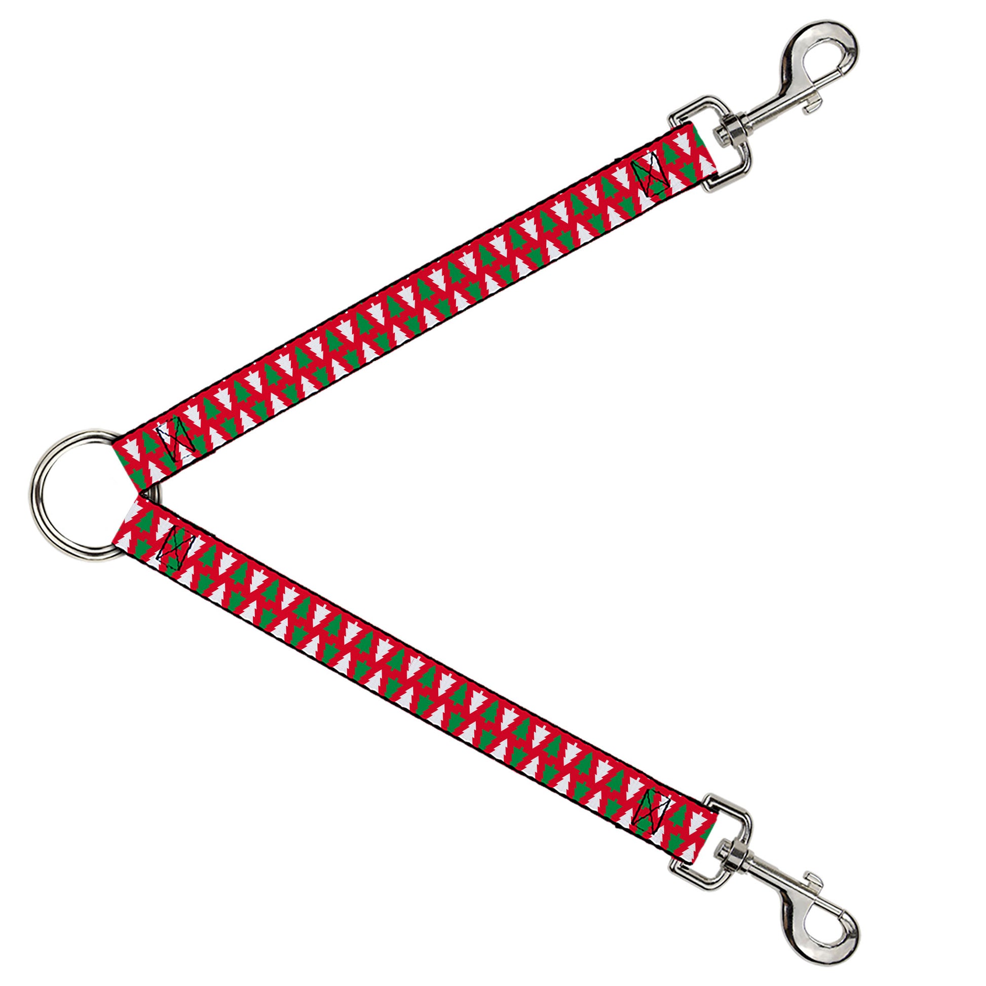 Dog Leash Splitter - Holiday Cookie Cutter Christmas Tree Red/Green/White Dog Leash Splitters Buckle-Down