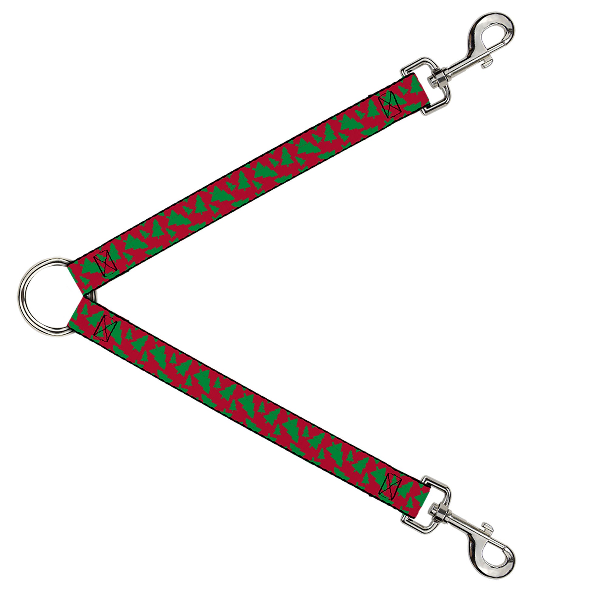 Dog Leash Splitter - Holiday Cookie Cutter Christmas Tree Scattered Red/Green Dog Leash Splitters Buckle-Down