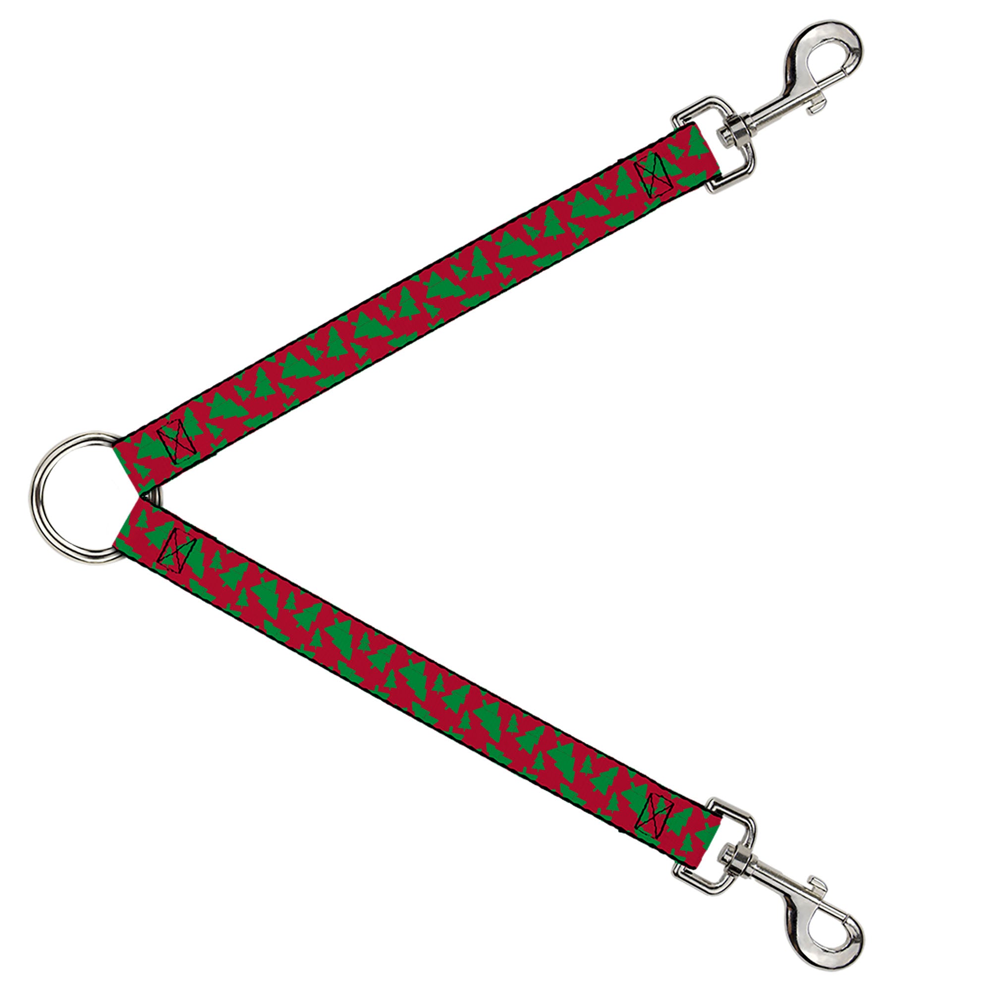 Dog Leash Splitter - Holiday Cookie Cutter Christmas Tree Scattered Red/Green Dog Leash Splitters Buckle-Down
