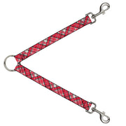 Dog Leash Splitter - Holiday Christmas Plaid Diagonal White/Red/Black Dog Leash Splitters Buckle-Down