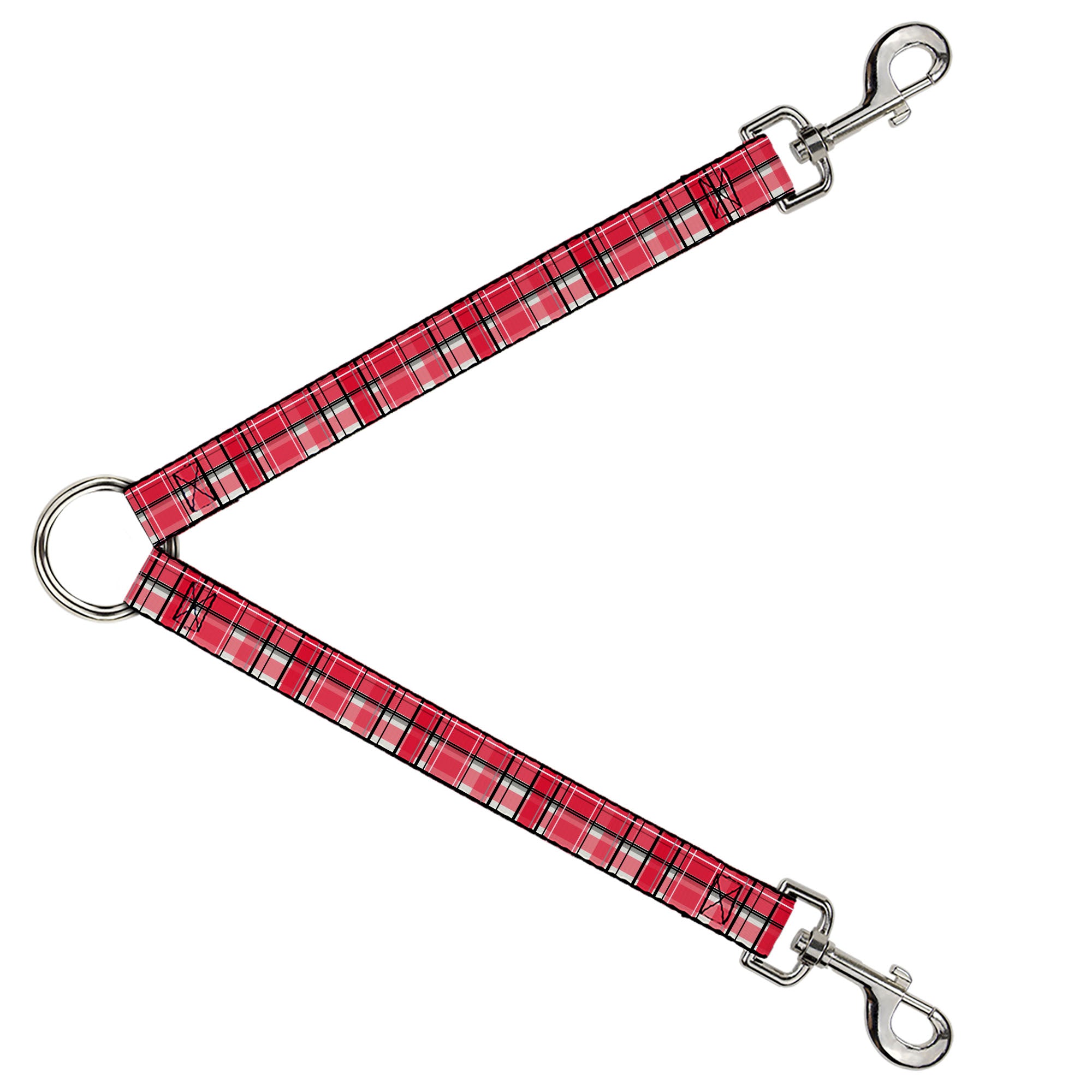 Dog Leash Splitter - Holiday Christmas Plaid Red/White/Black Dog Leash Splitters Buckle-Down