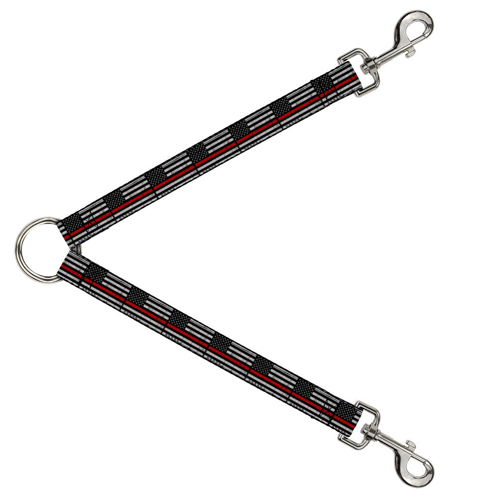 Dog Leash Splitter - Thin Red Line Flag Weathered Black/Gray/Red Dog Leash Splitters Buckle-Down