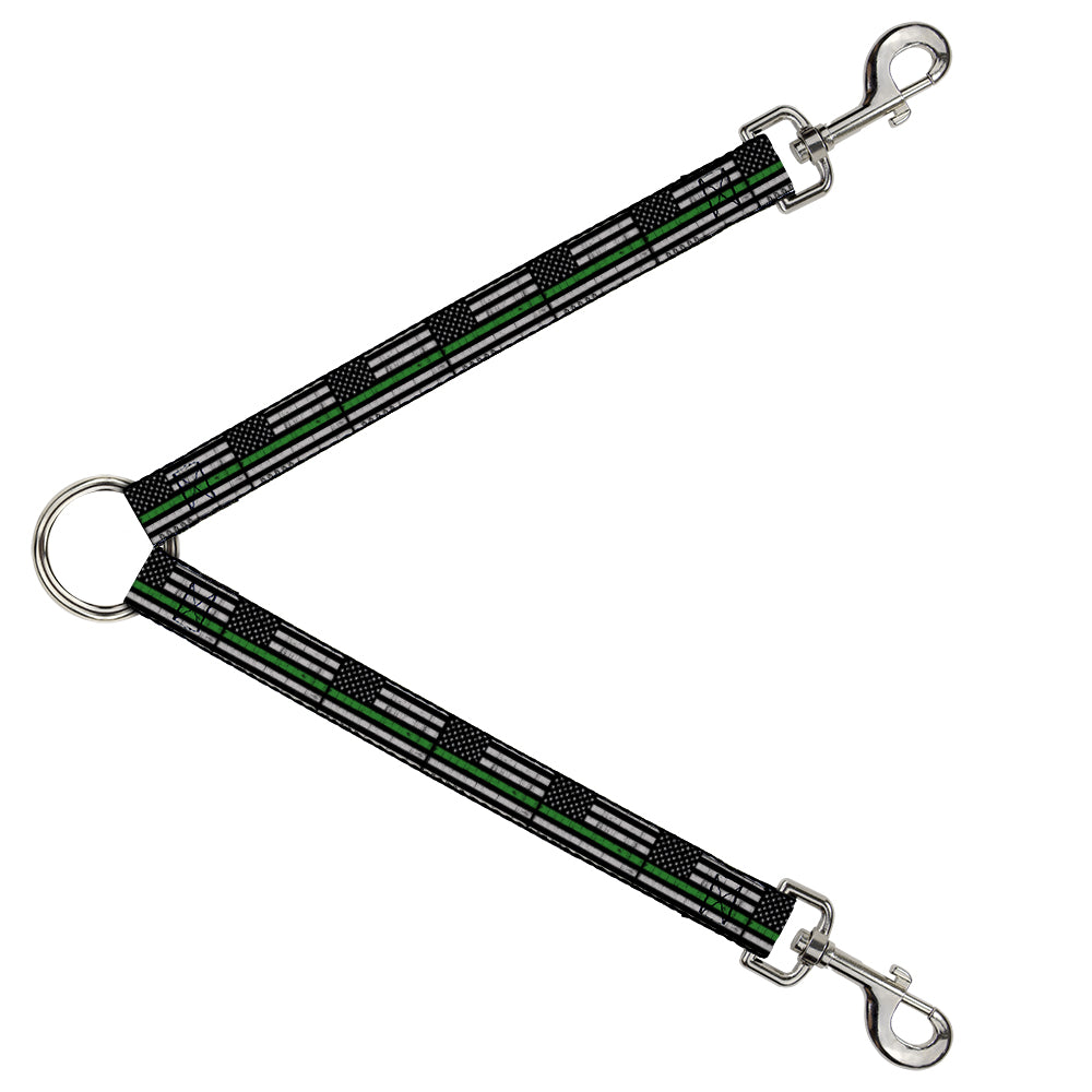 Dog Leash Splitter - Thin Green Line Flag Weathered Black/Gray/Green Dog Leash Splitters Buckle-Down