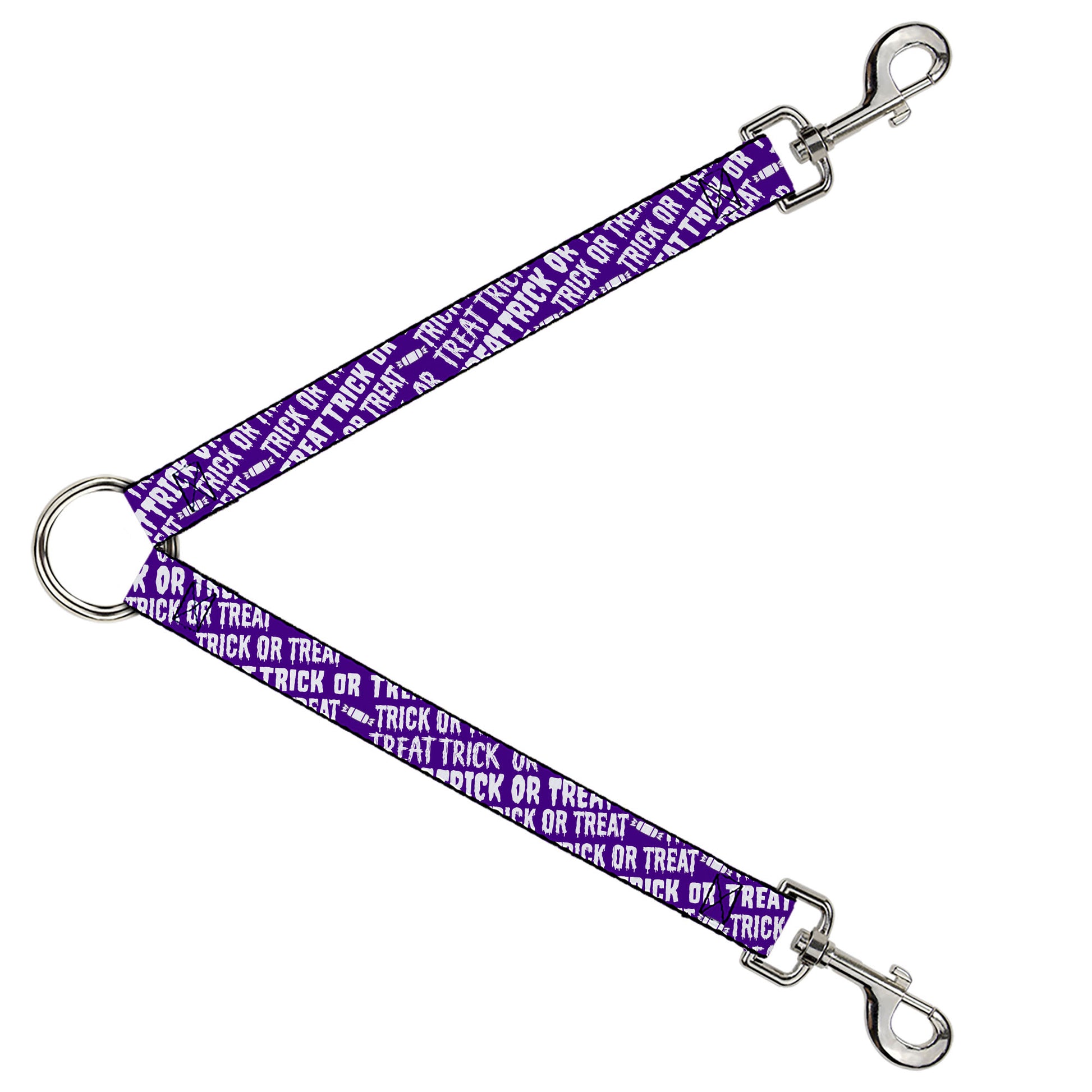 Dog Leash Splitter - TRICK OR TREAT Text Collage Purple/White Dog Leash Splitters Buckle-Down
