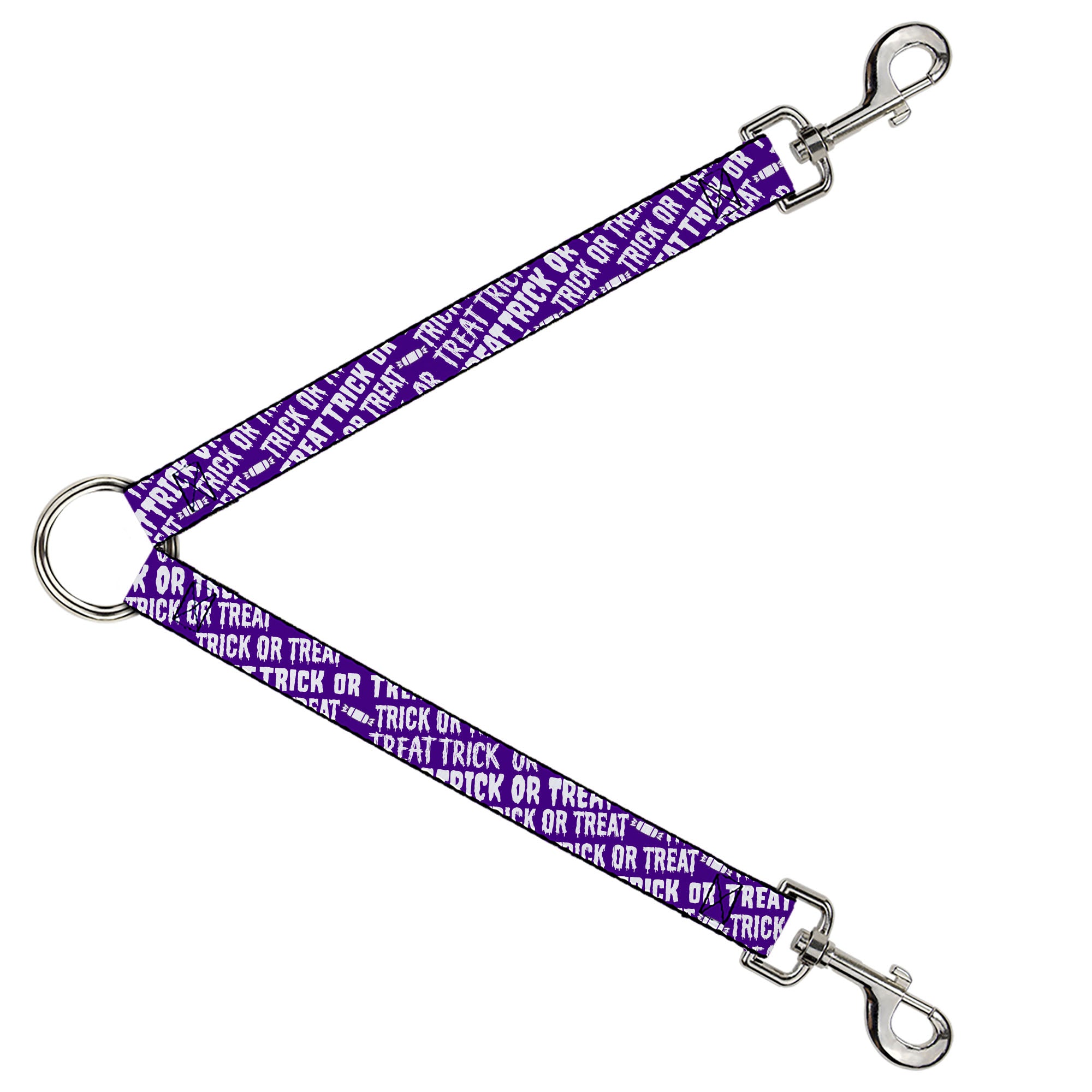Dog Leash Splitter - TRICK OR TREAT Text Collage Purple/White Dog Leash Splitters Buckle-Down