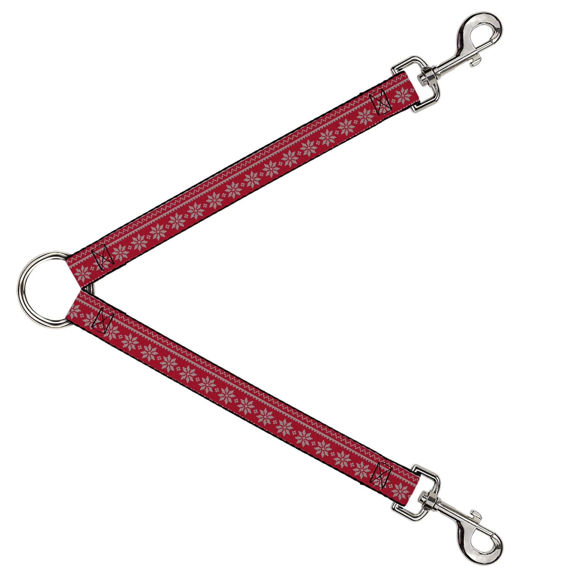 Dog Leash Splitter - Christmas Holiday Fair Isle Stitch Pattern Red/White Dog Leash Splitters Buckle-Down