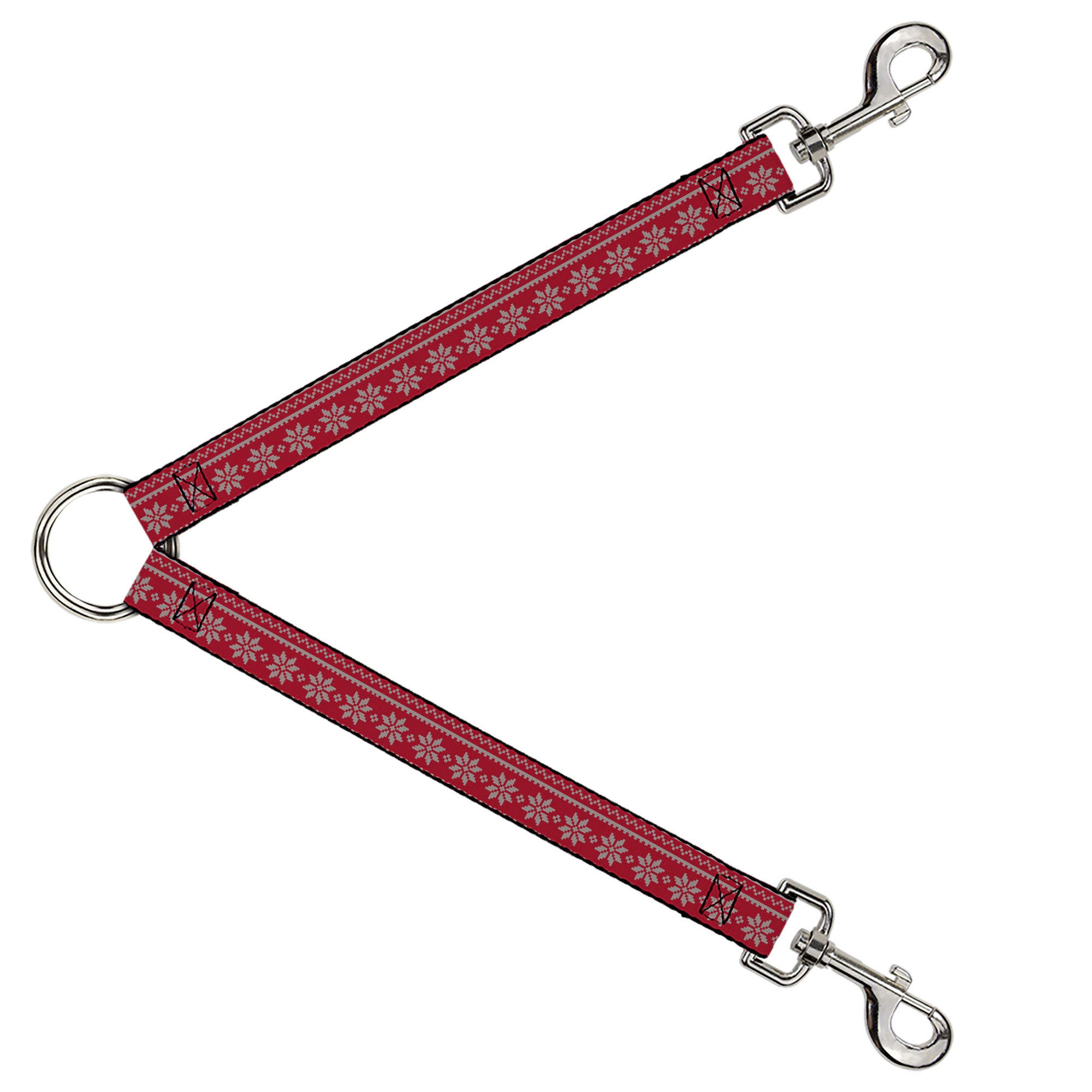Dog Leash Splitter - Christmas Holiday Fair Isle Stitch Pattern Red/White Dog Leash Splitters Buckle-Down