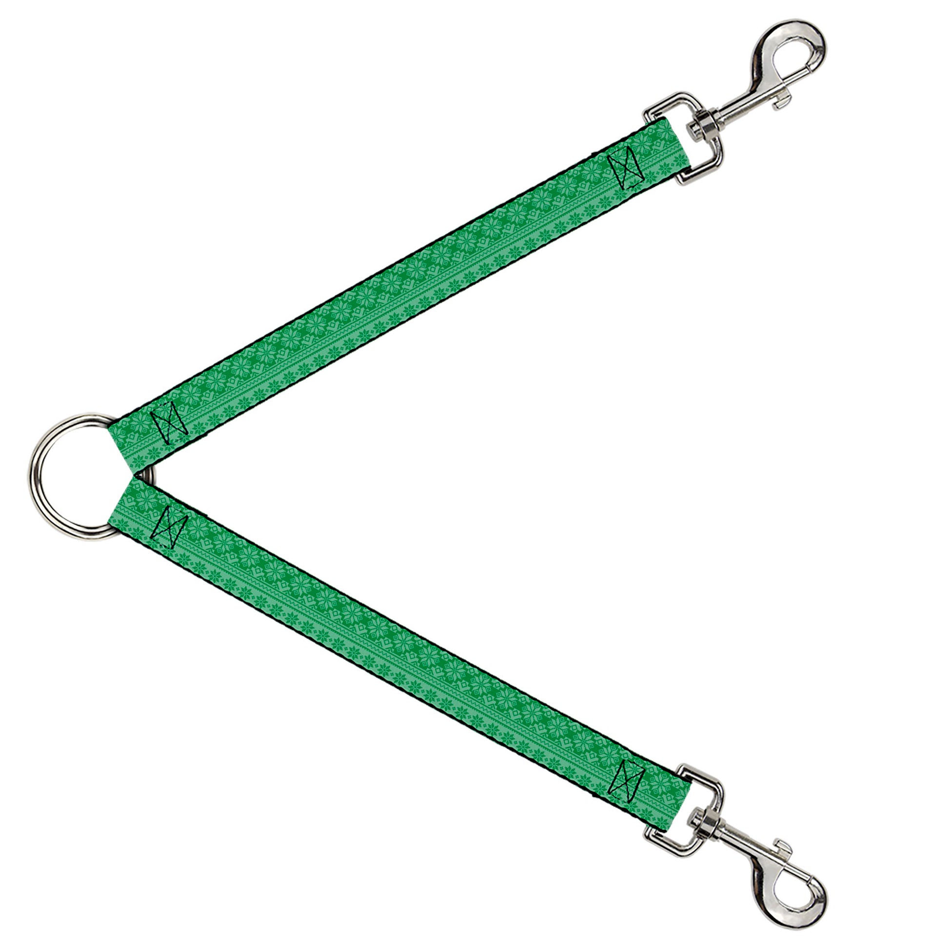 Dog Leash Splitter - Christmas Holiday Fair Isle Stitch Pattern Greens Dog Leash Splitters Buckle-Down