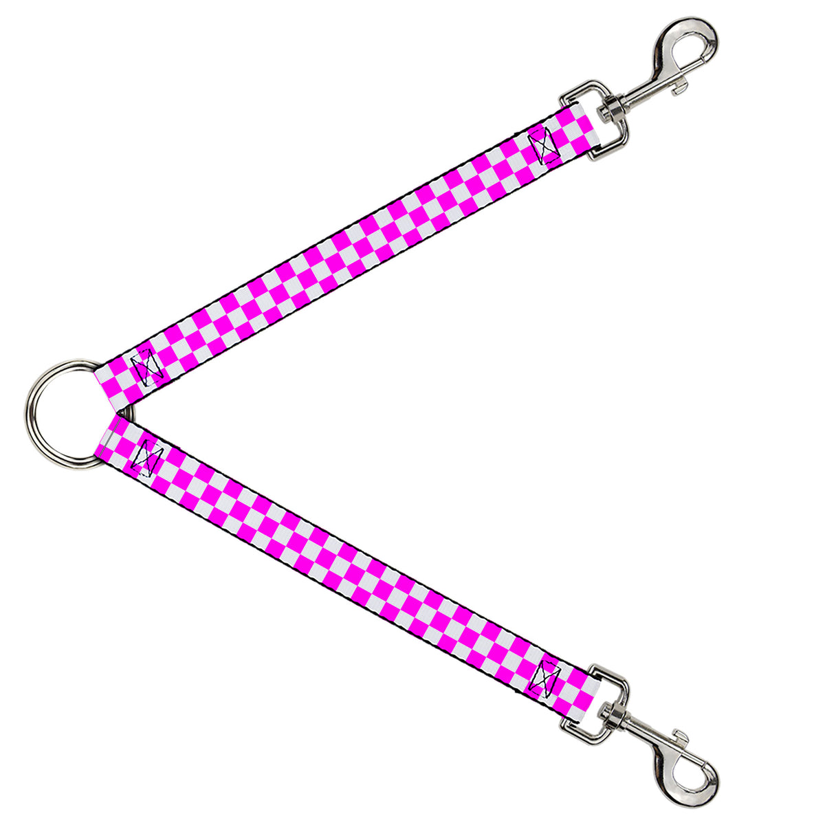 Dog Leash Splitter - Checker Fuchsia Pink/White Dog Leash Splitters Buckle-Down