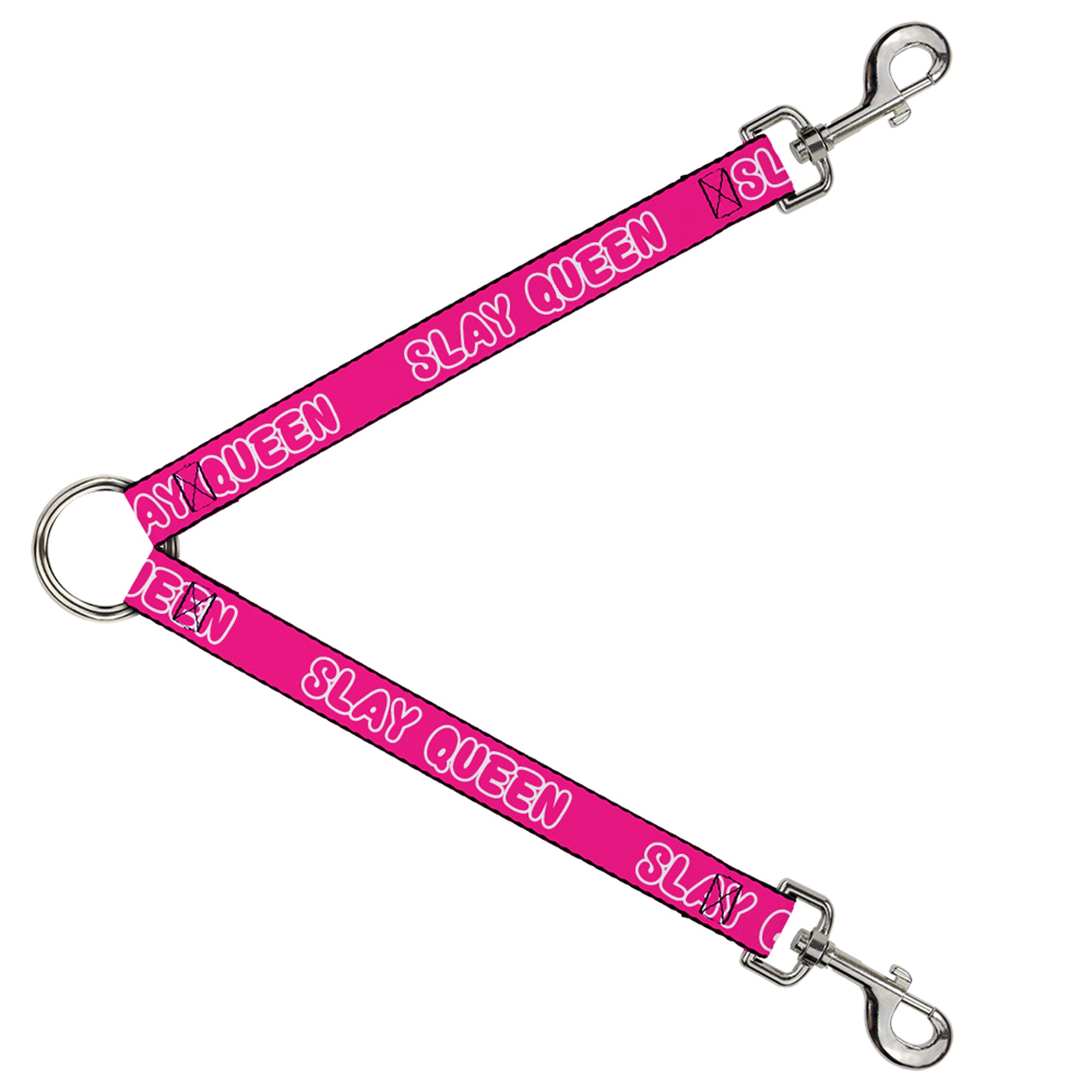 Dog Leash Splitter - SLAY QUEEN Bubble Text Pink/White Dog Leash Splitters Buckle-Down   