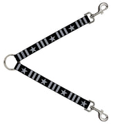 Dog Leash Splitter - Star and Three Stripes Black/Gray Dog Leash Splitters Buckle-Down   