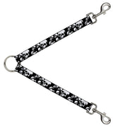Dog Leash Splitter - Smiling Vivid Skulls Black/White/Grays Dog Leash Splitters Buckle-Down