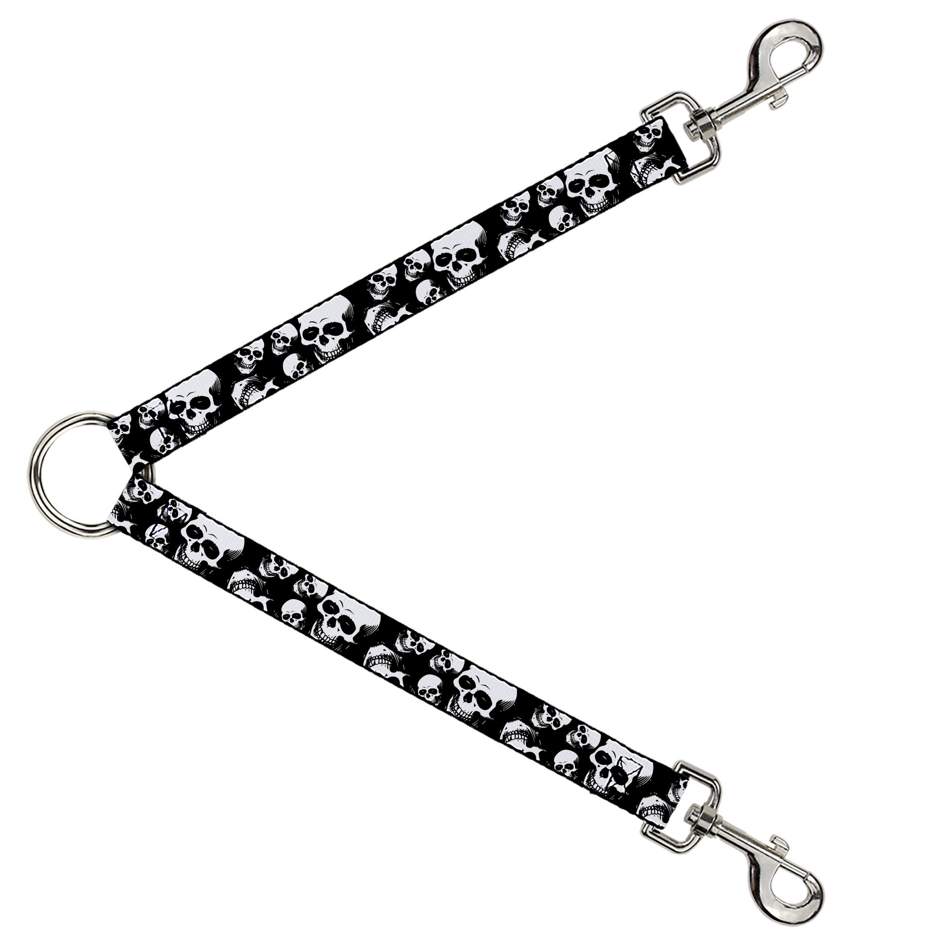Dog Leash Splitter - Smiling Vivid Skulls Black/White/Grays Dog Leash Splitters Buckle-Down