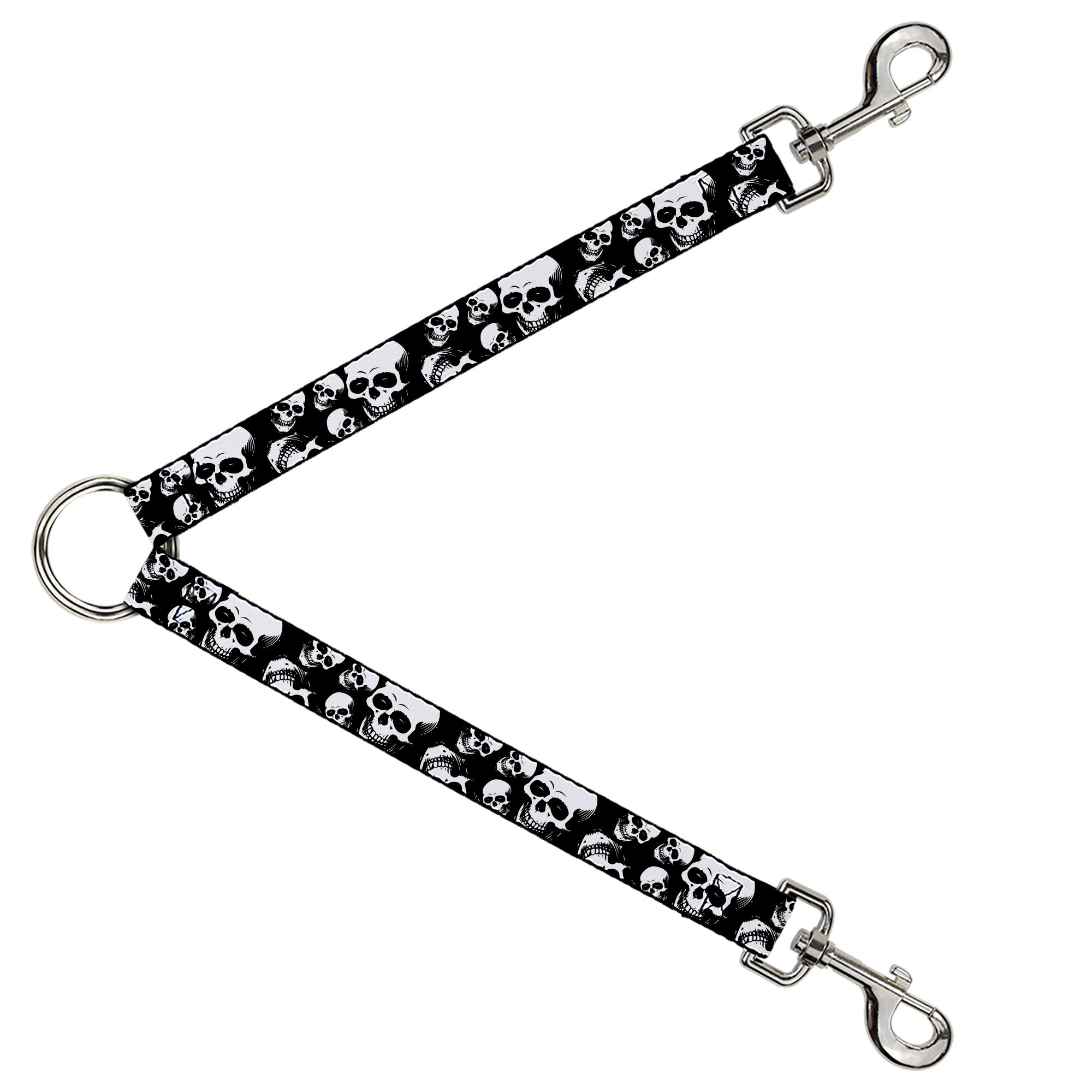 Dog Leash Splitter - Smiling Vivid Skulls Black/White/Grays Dog Leash Splitters Buckle-Down