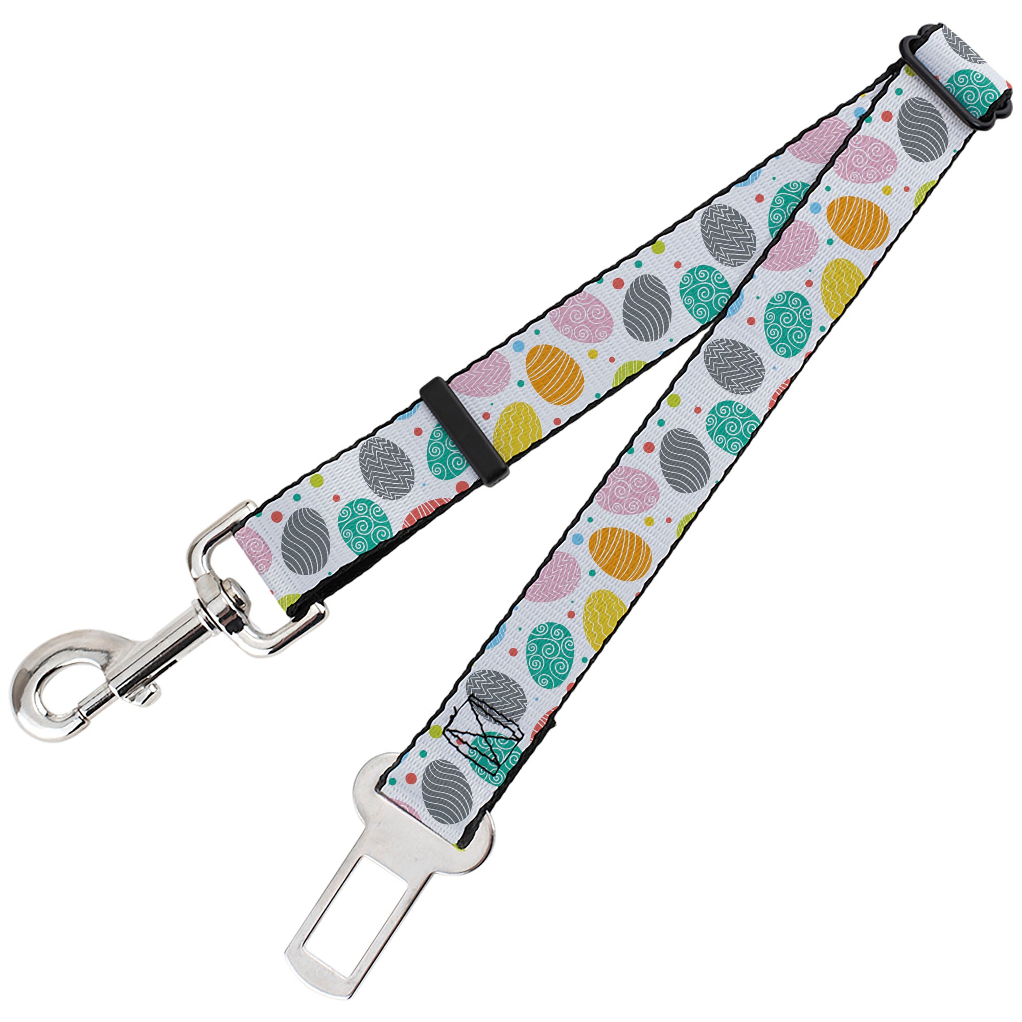 Dog Safety Seatbelt for Cars - Easter Eggs Decorated Eggs Scattered White/Multi Color Dog Safety Seatbelts for Cars Buckle-Down