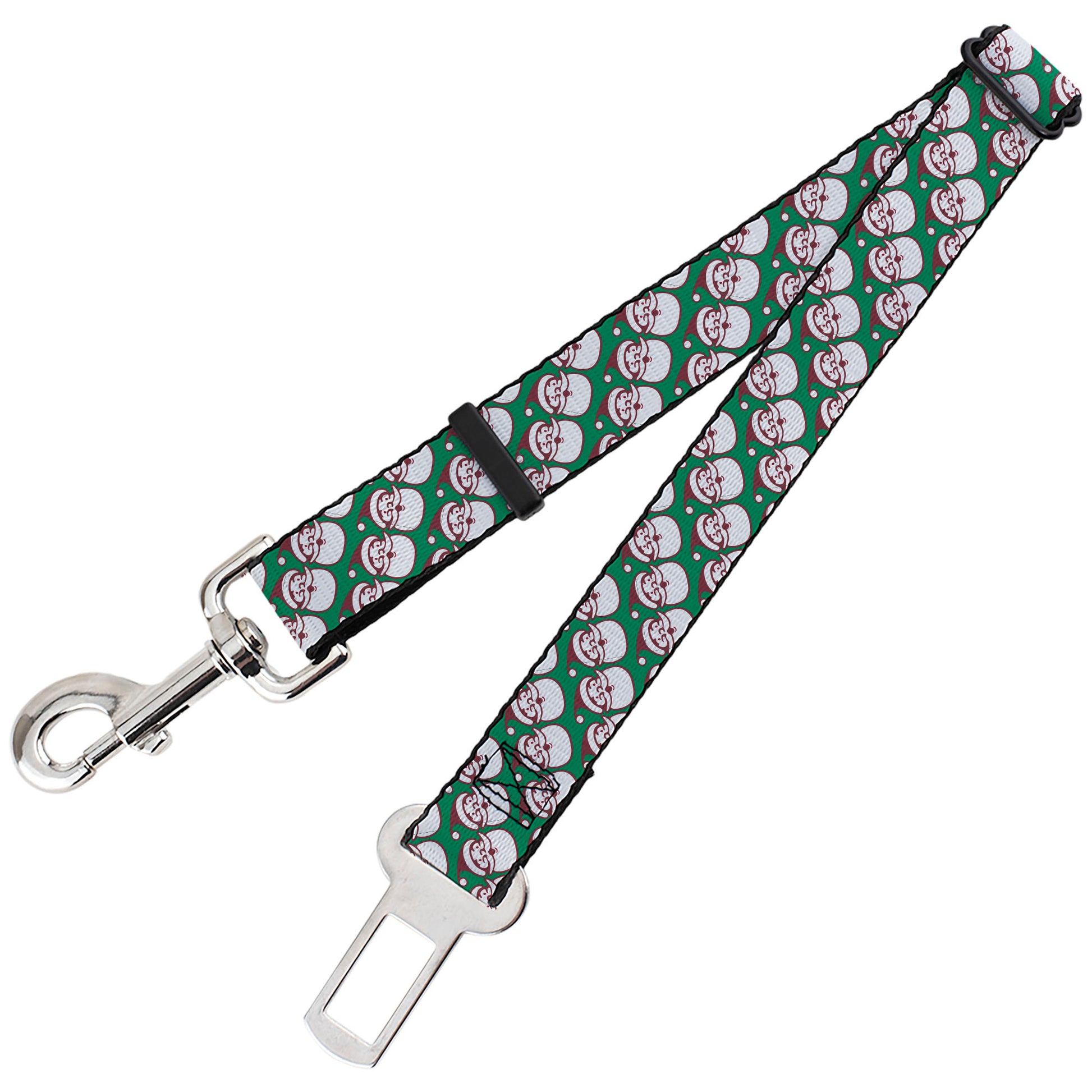 Dog Safety Seatbelt for Cars - Jolly Santa Claus Christmas Smiling Face Icon Green/Red/White Dog Safety Seatbelts for Cars Buckle-Down