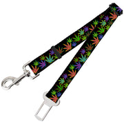 Dog Safety Seatbelt for Cars - Multi Marijuana Leaves Black/Multi Color Dog Safety Seatbelts for Cars Buckle-Down   