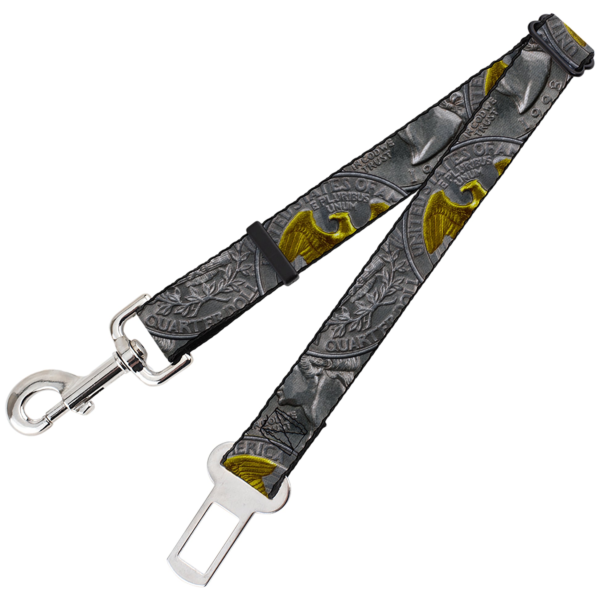Dog Safety Seatbelt for Cars - Quarter Coins Stacked Silvery Gray/Golden Yellow Dog Safety Seatbelts for Cars Buckle-Down
