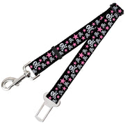 Dog Safety Seatbelt for Cars - Skulls & Stars Black/White/Pink Dog Safety Seatbelts for Cars Buckle-Down   
