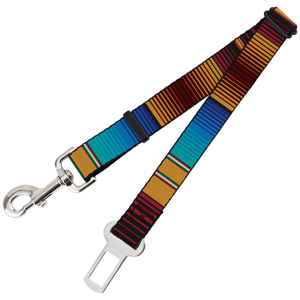Dog Safety Seatbelt for Cars - Zarape6 Vertical Stripe Gold/Blues/Black/Red Dog Safety Seatbelts for Cars Buckle-Down   