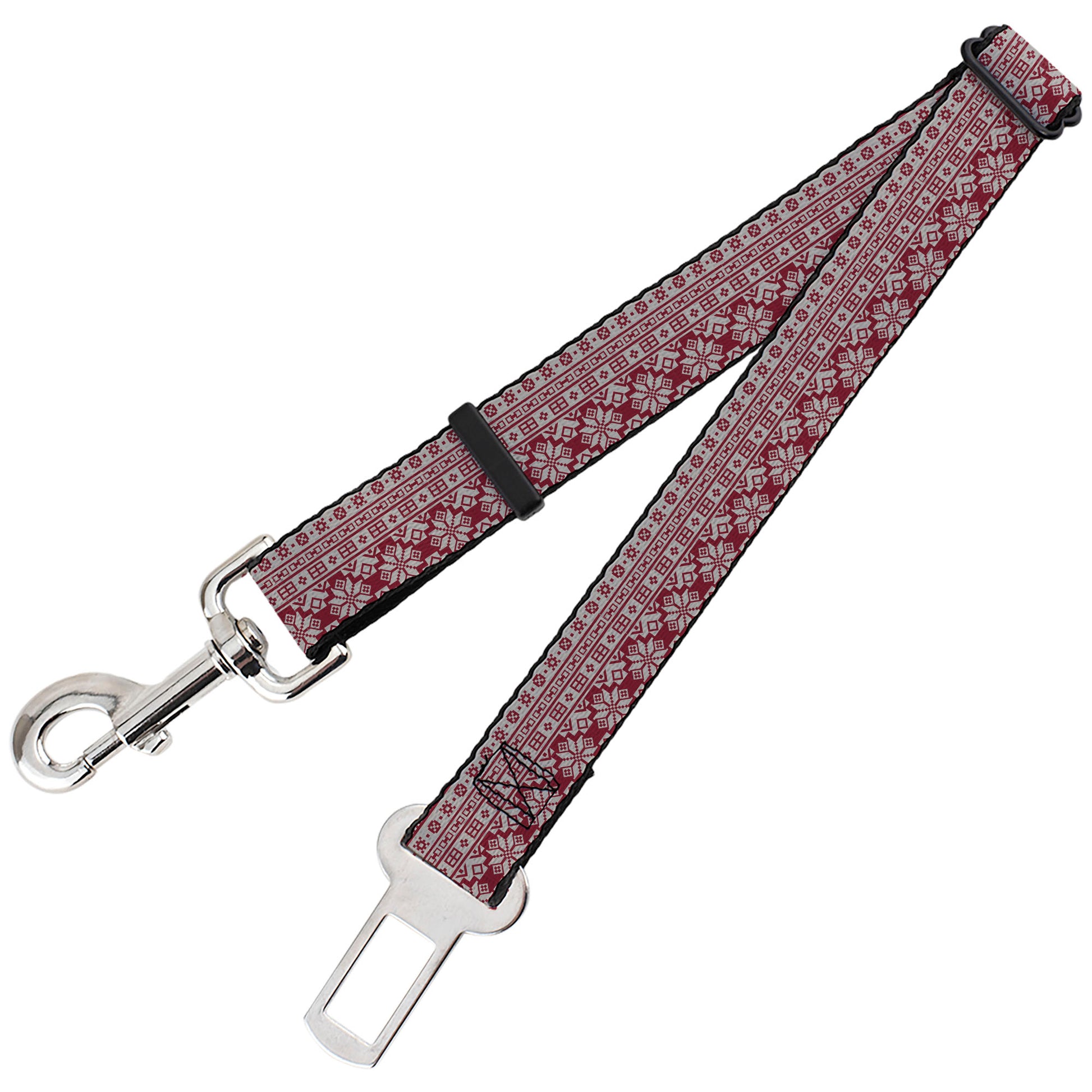 Dog Safety Seatbelt for Cars - Christmas Holiday Fair Isle Stitch Pattern White/Red Dog Safety Seatbelts for Cars Buckle-Down