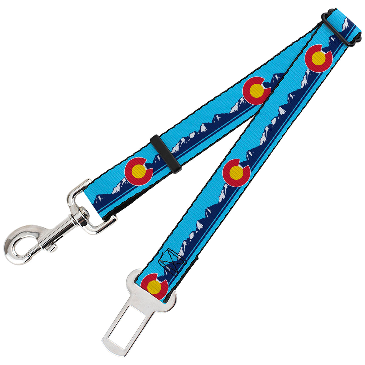 Dog Safety Seatbelt for Cars - Colorado Flag Icon Mountain Skyline Blue/Navy/White Dog Safety Seatbelts for Cars Buckle-Down