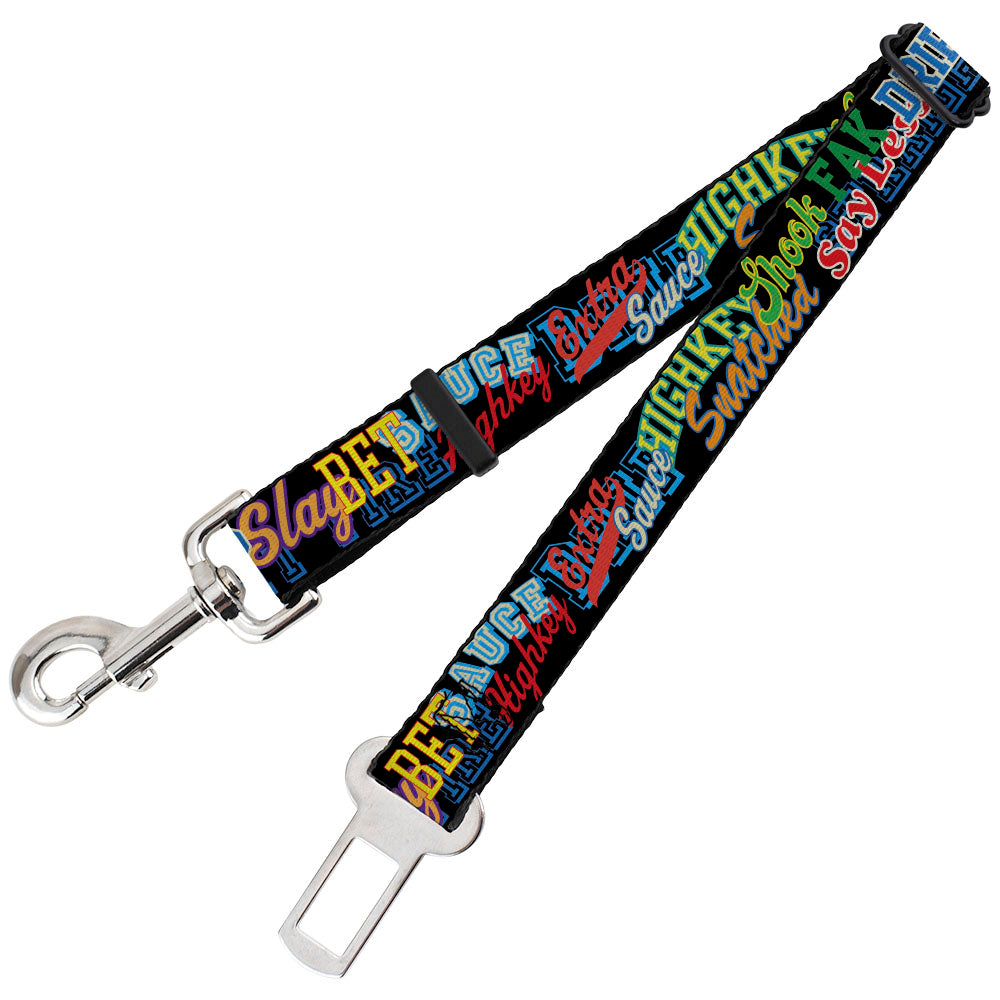 Dog Safety Seatbelt for Cars - Slang Verbiage Stacked Black/Multi Color Dog Safety Seatbelts for Cars Buckle-Down   