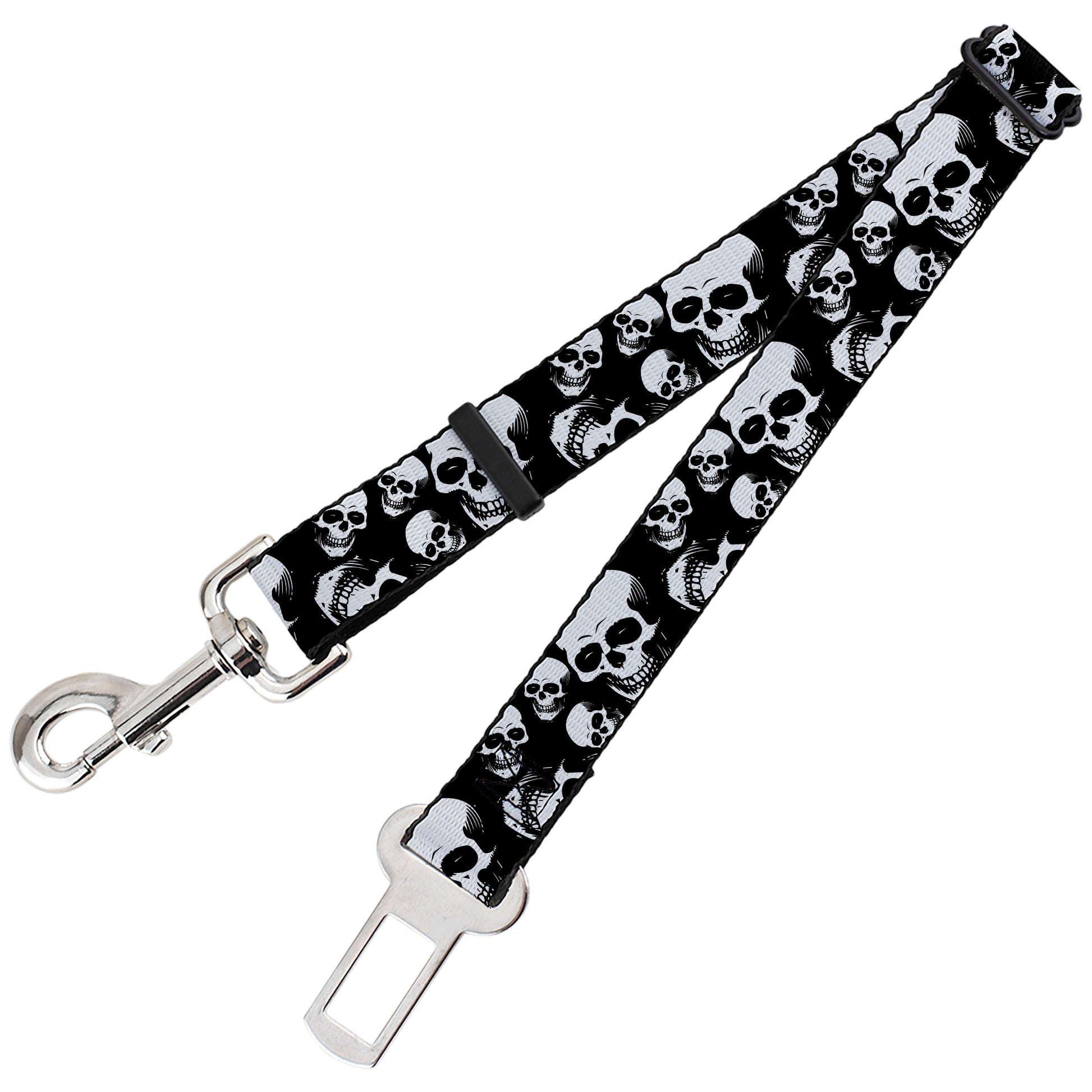 Dog Safety Seatbelt for Cars - Smiling Vivid Skulls Black/White/Grays Dog Safety Seatbelts for Cars Buckle-Down