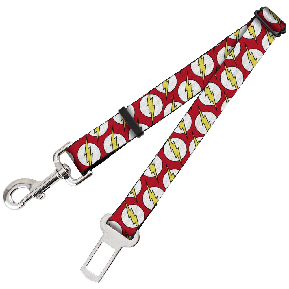 Dog Safety Seatbelt for Cars - Flash Logo Scattered Red/White/Yellow Dog Safety Seatbelts for Cars DC Comics   