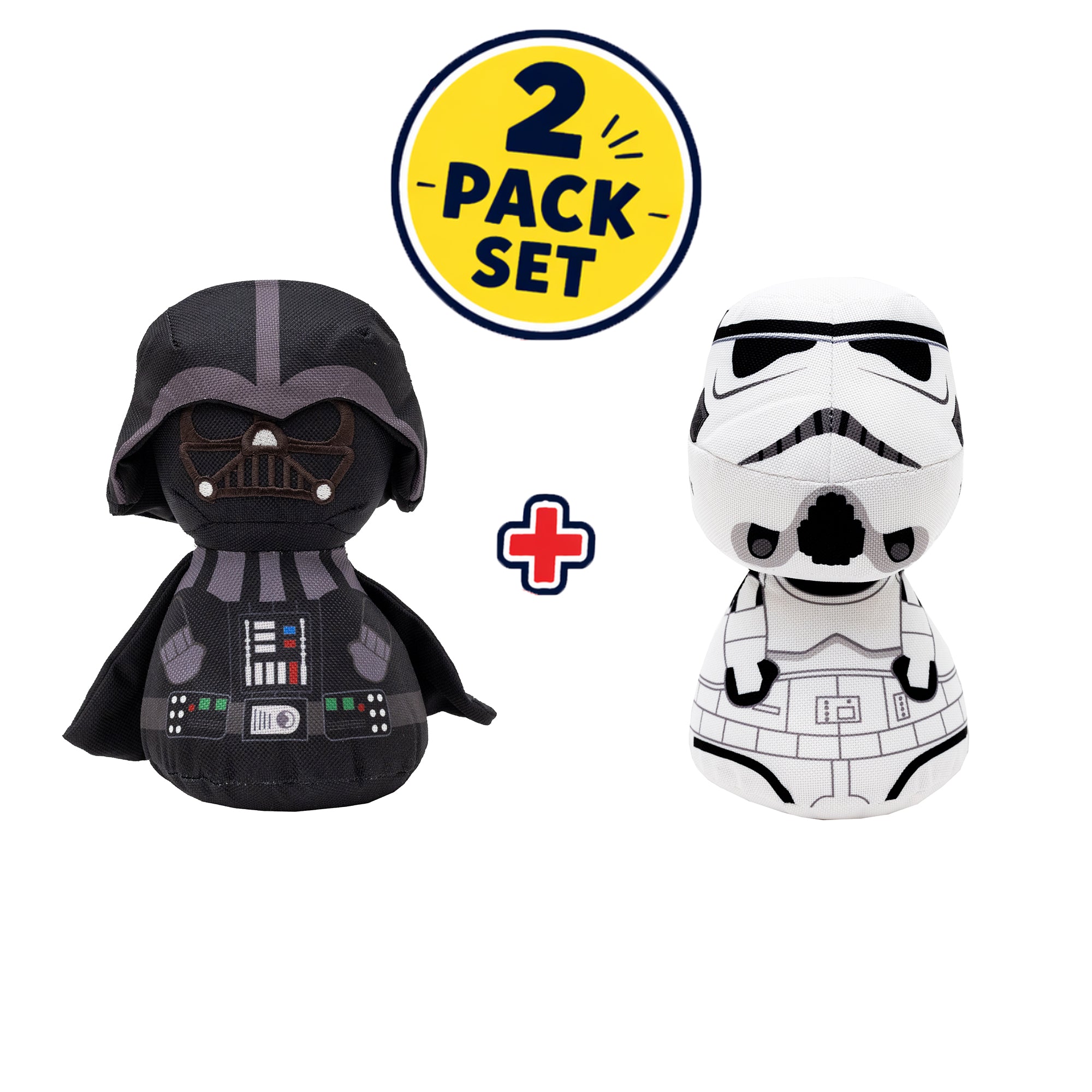 Dog Toy Squeaky Plush 2-Piece Set, Star Wars Big Head Characters, Darth Vader, Stormtrooper