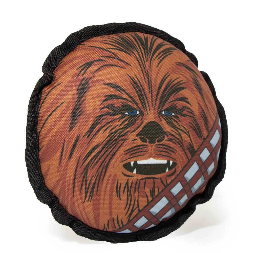 Dog Toy Ballistic Squeaker - Round Star Wars Chewbacca Face CLOSE-UP Brown Dog Toy Ballistic Squeaker Star Wars