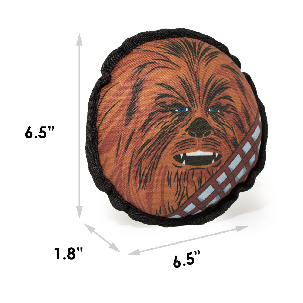 Dog Toy Ballistic Squeaker - Round Star Wars Chewbacca Face CLOSE-UP Brown Dog Toy Ballistic Squeaker Star Wars